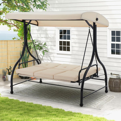 YODOLLA Outdoor Proch Swing Chair with Adjustable Backrest&Canopy