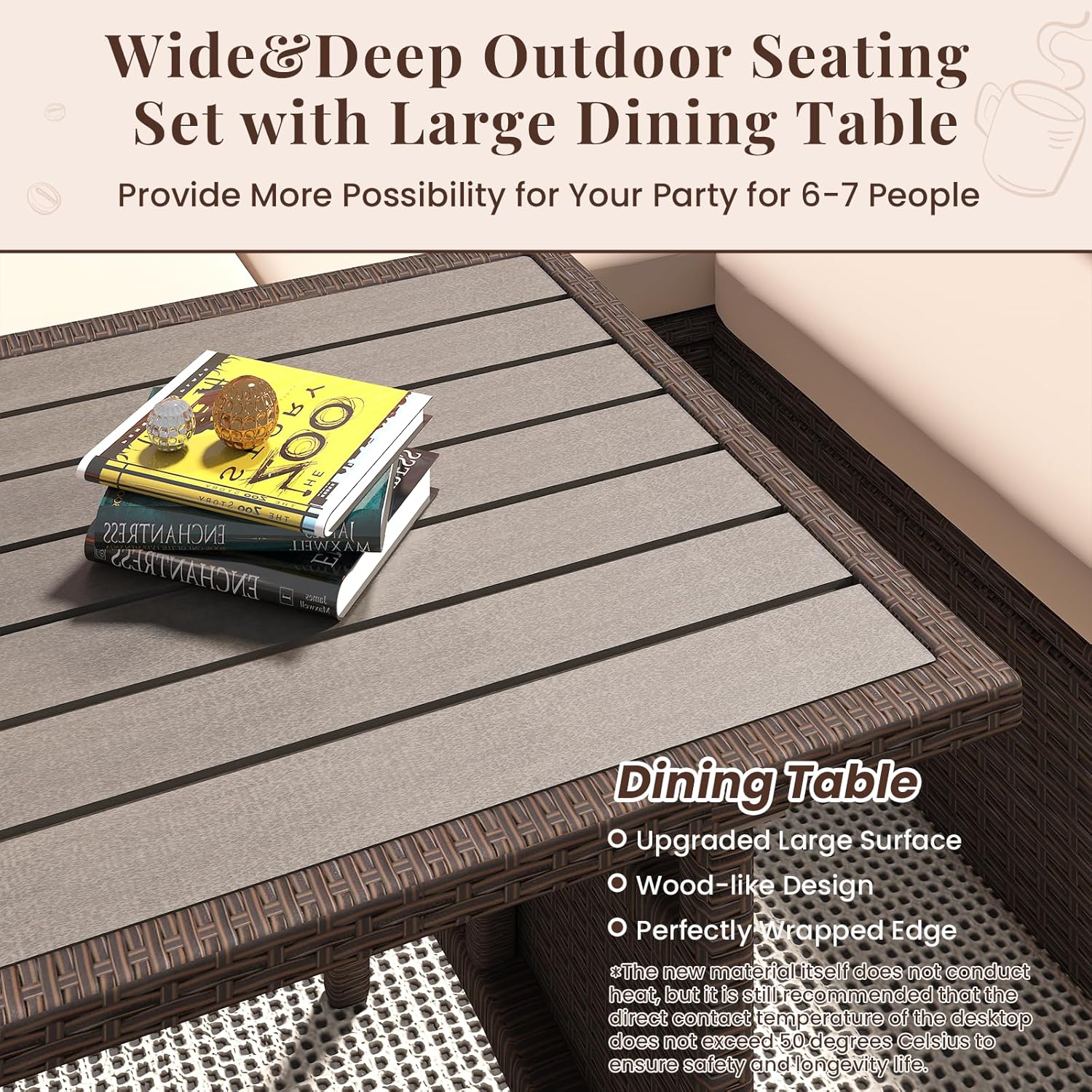 YODOLLA brown rattan patio furniture set