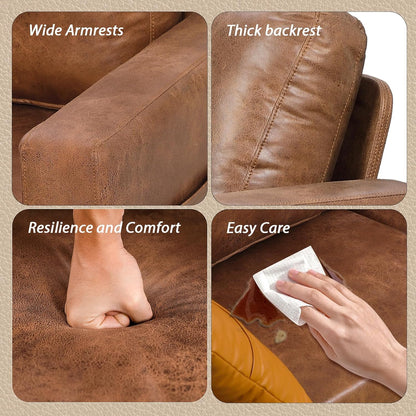 YODOLLA 79" 3-Seat Faux Leather Couch Modern Sofa