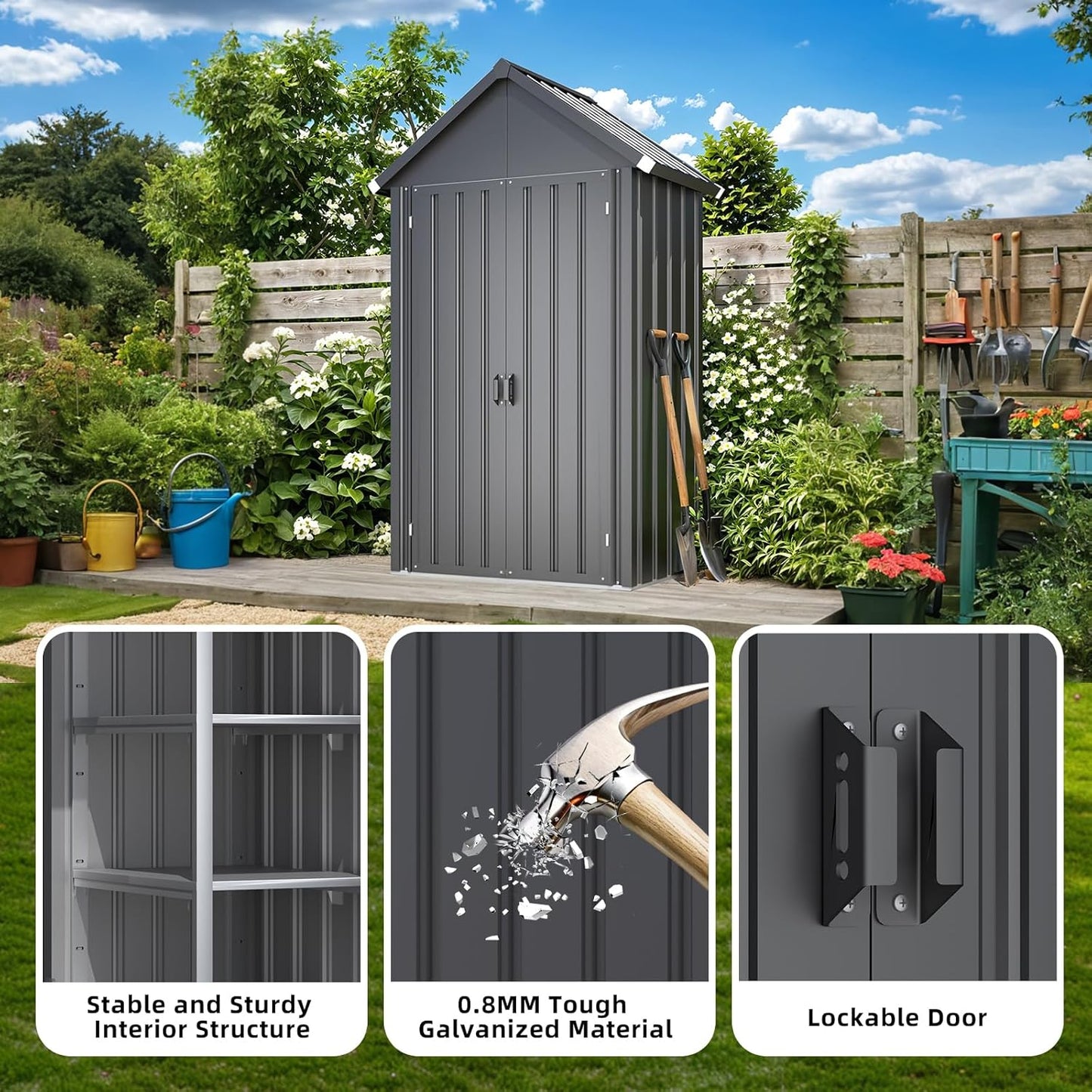 YODOLLA Outdoor Storage Cabinet Waterproof with Shelves