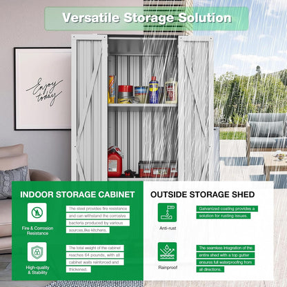 YODOLLA Outdoor Storage Cabinet Waterproof with Shelves Storage Shed, White