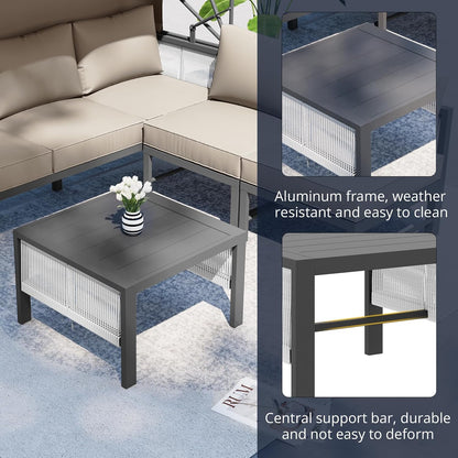 YODOLLA 4 Pieces Aluminum Patio Furniture Set, Retractable Canopy, Beige