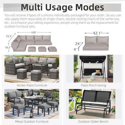 YODOLLA Memory Foam Cushions and Covers, Light Gray