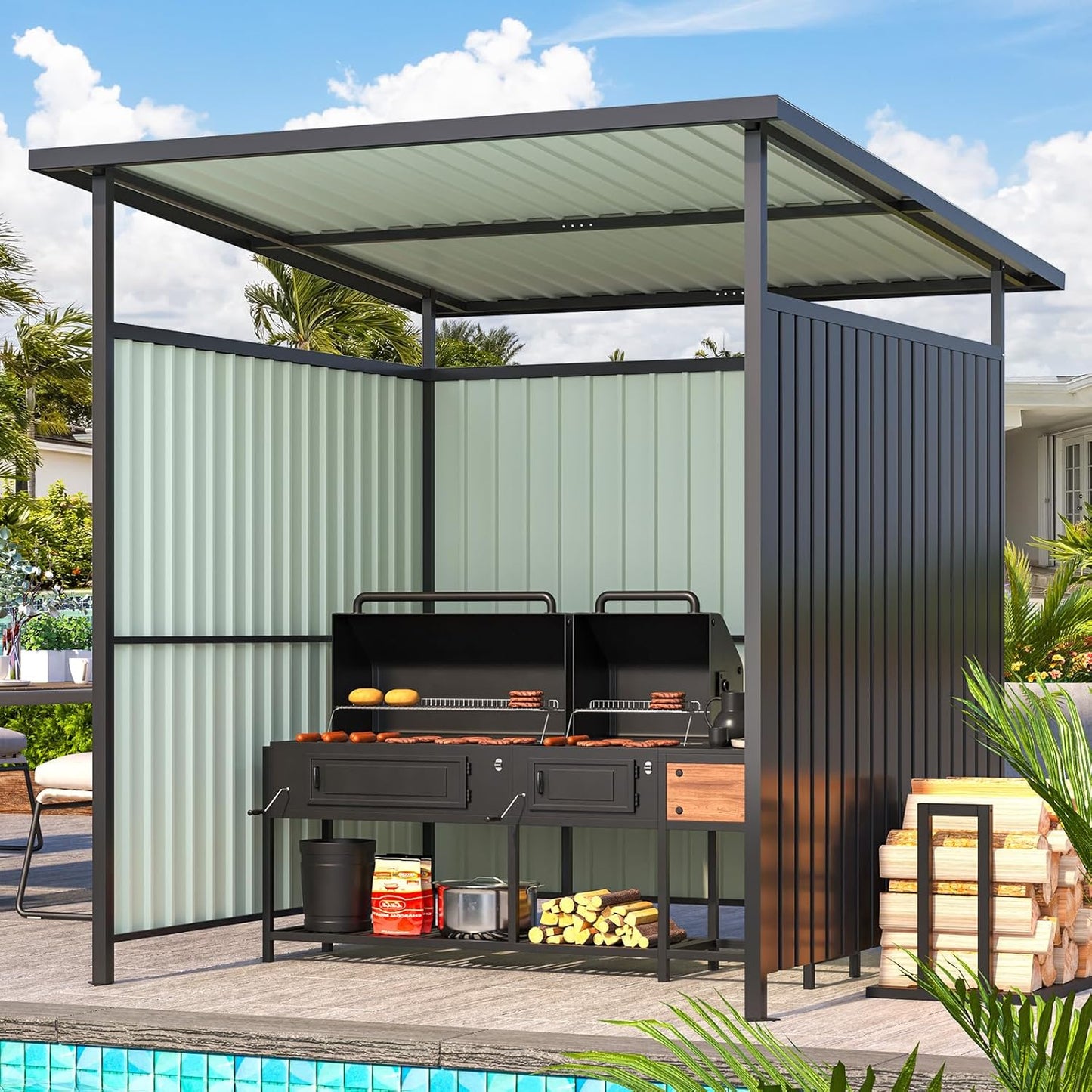 YODOLLA 6' x 6' Gazebo Outdoor Pergola for Patio, Small Lean to Hardtop Grill Gazebo