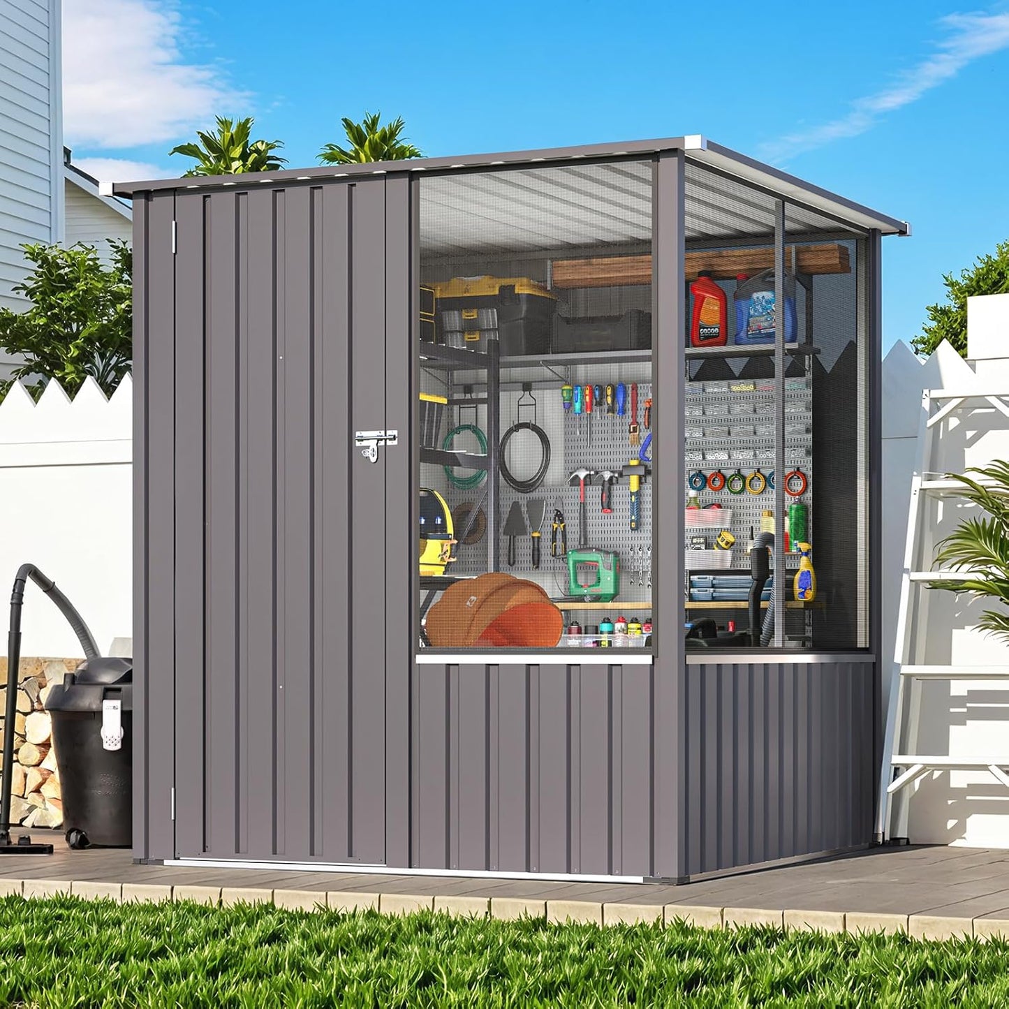 YODOLLA 5x5 FT Storage Shed, Metal Sheds & Outdoor Storage