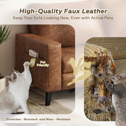 YODOLLA 79" 3-Seat Faux Leather Couch Modern Sofa