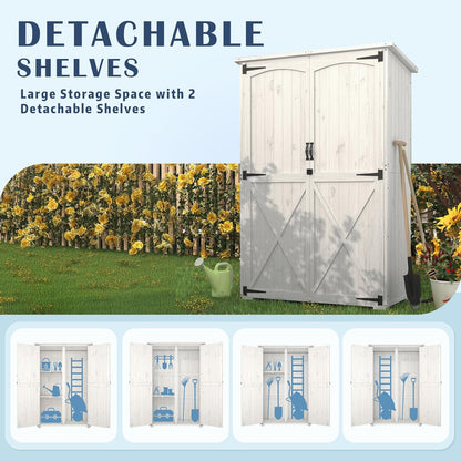 YODOLLA Outdoor Storage Shed with Waterproof Roof, Gray&White