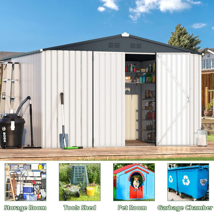YODOLLA 10'x10' White Metal Storage Shed