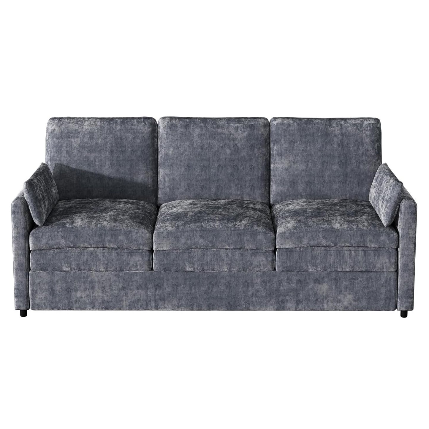 YODOLLA 89" Chenille Sofa, 3-Seater, 2 Removable Pillows, Black