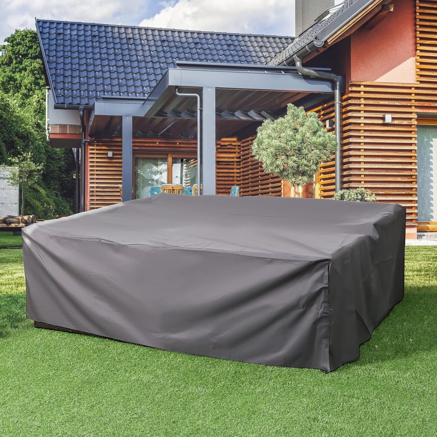 YODOLLA 90.5"x72.5"x27.5" Patio Furniture Set Cover Outdoor Table and Chair Set Covers, Gray