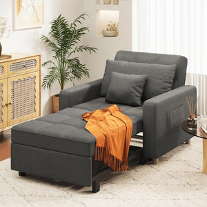 YODOLLA 36" Convertible Chair Bed, Modern Grey