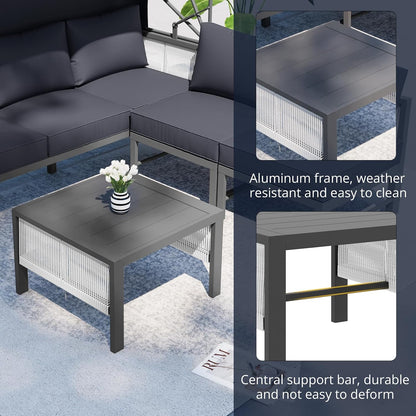 YODOLLA 4 Pieces Aluminum Patio Furniture Set, Retractable Canopy, Dark Grey