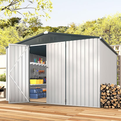 YODOLLA 10'x10' White Metal Storage Shed