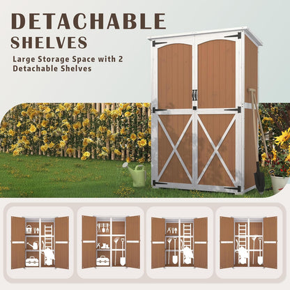 YODOLLA Outdoor Storage Shed with Waterproof Roof, Brown