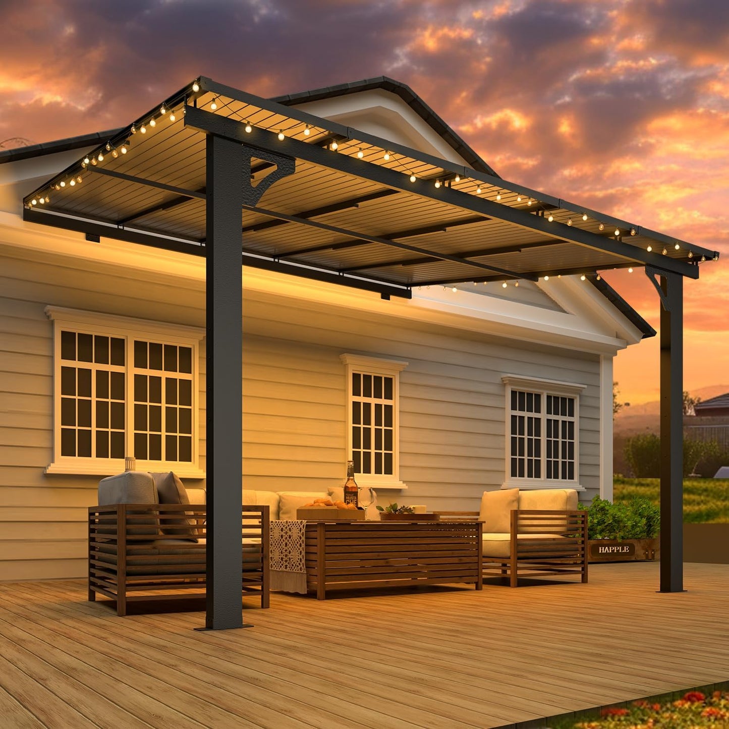 YODOLLA Adjustable Height Outdoor Gazebo Pergola for Patio, Dark Gray
