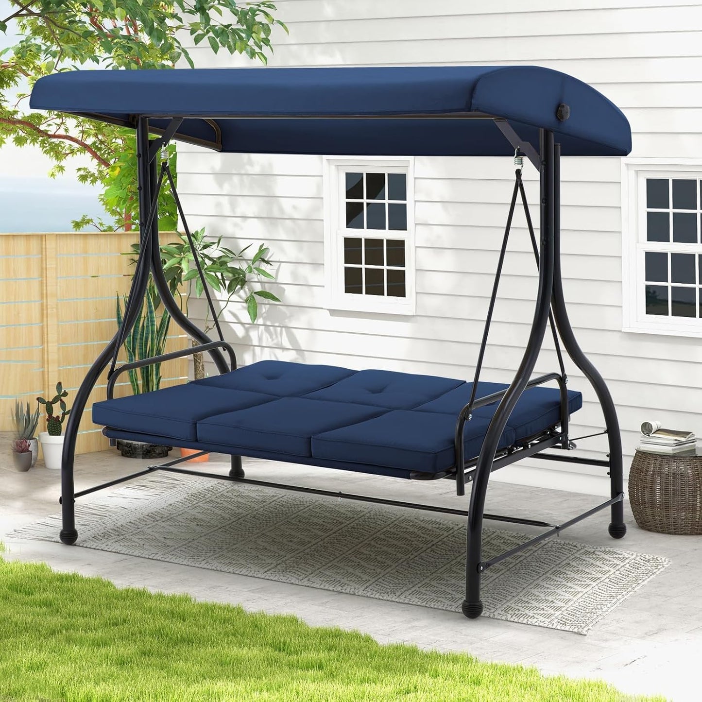 YODOLLA Outdoor Proch Swing Chair with Adjustable Backrest&Canopy