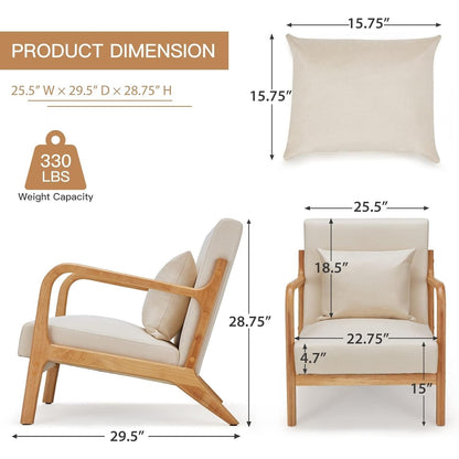 YODOLLA Accent Chair Reading Armchair, Linen Beige