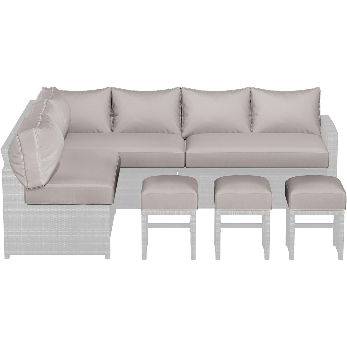 YODOLLA Memory Foam Cushions and Covers, Light Gray