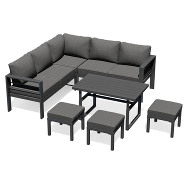 YODOLLA Outdoor Conversation Table and Chair Sets for Lawn Furniture Set, Dark Grey