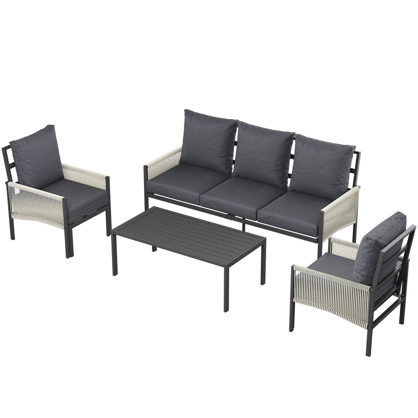 YODOLLA Aluminum Patio Furniture Set 5/4 Seats Outdoor Sectional Couch