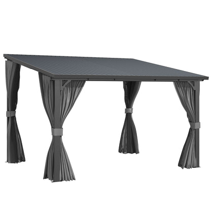 YODOLLA 12' x 10' Outdoor Pergola Hardtop Gazebo with Curtains and Netting for Patio