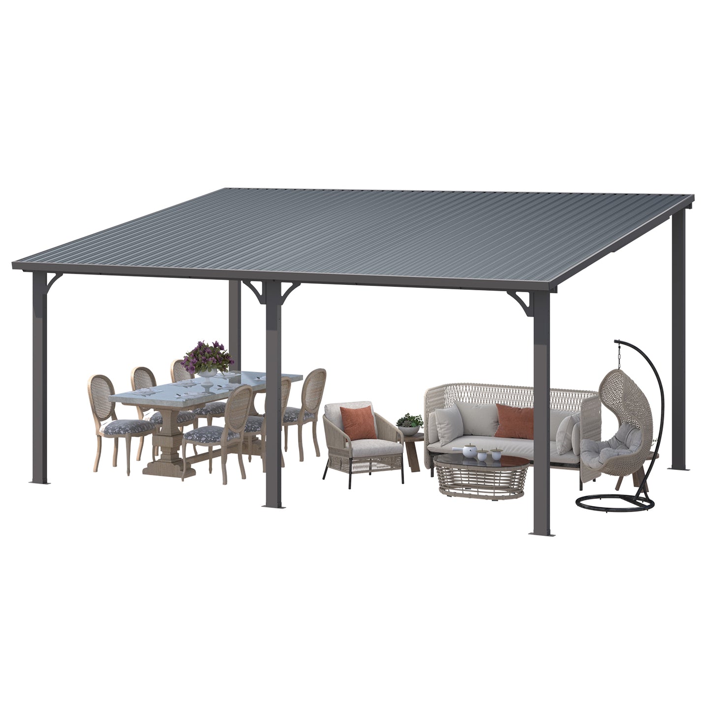 YODOLLA 16' x 12' Outdoor Pergola Hardtop Gazebo