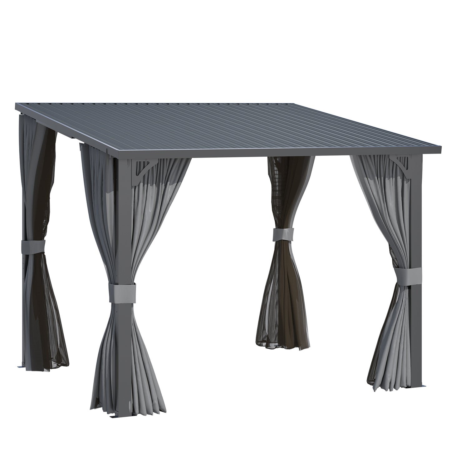 YODOLLA 10x8 Outdoor Pergola Hardtop Gazebo with Curtains and Netting for Patio