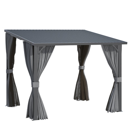 YODOLLA 10x8 Outdoor Pergola Hardtop Gazebo with Curtains and Netting for Patio