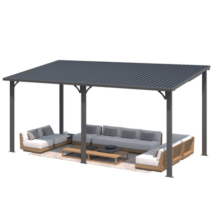 YODOLLA 16' x 8' Outdoor Hardtop Metal Gazebo Lean to Galvanized Steel Wall Mounted Pergolas