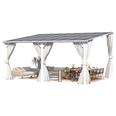 YODOLLA 16'x12' Outdoor Lean to Gazebo Pergola with Curtain and Netting for Patio, White