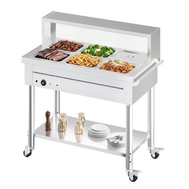 YODOLLA Commercial Food Warmer 1500W Electric Steam Table with 6x10QT Pans