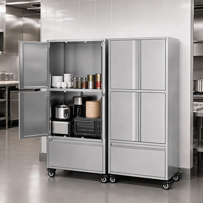 YODOLLA 58.3" Stainless Steel Storage Cabinet Tall Kitchen Pantry Cabinet