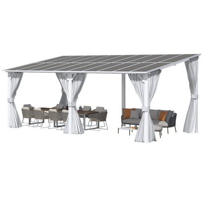 YODOLLA 20'x10' Outdoor Lean to Gazebo Pergola with Curtain and Netting for Patio, White