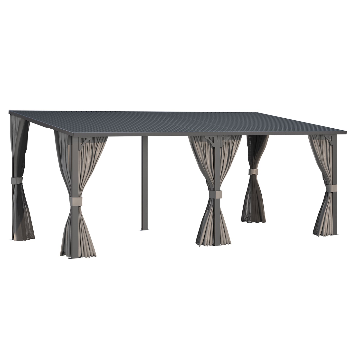 YODOLLA 20'x10' Outdoor Hardtop Metal Gazebo with Curtains and Netting for Patio