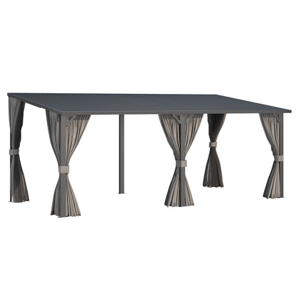 YODOLLA 20'x10' Outdoor Hardtop Metal Gazebo with Curtains and Netting for Patio