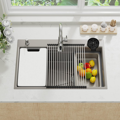 YODOLLA 33x19 In Drop-in/Topmount Kitchen Sink, Stainless Steel Workstation Sink