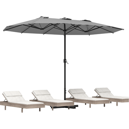 YODOLLA 15x9ft Double-Sided Patio Umbrella, Dark Grey