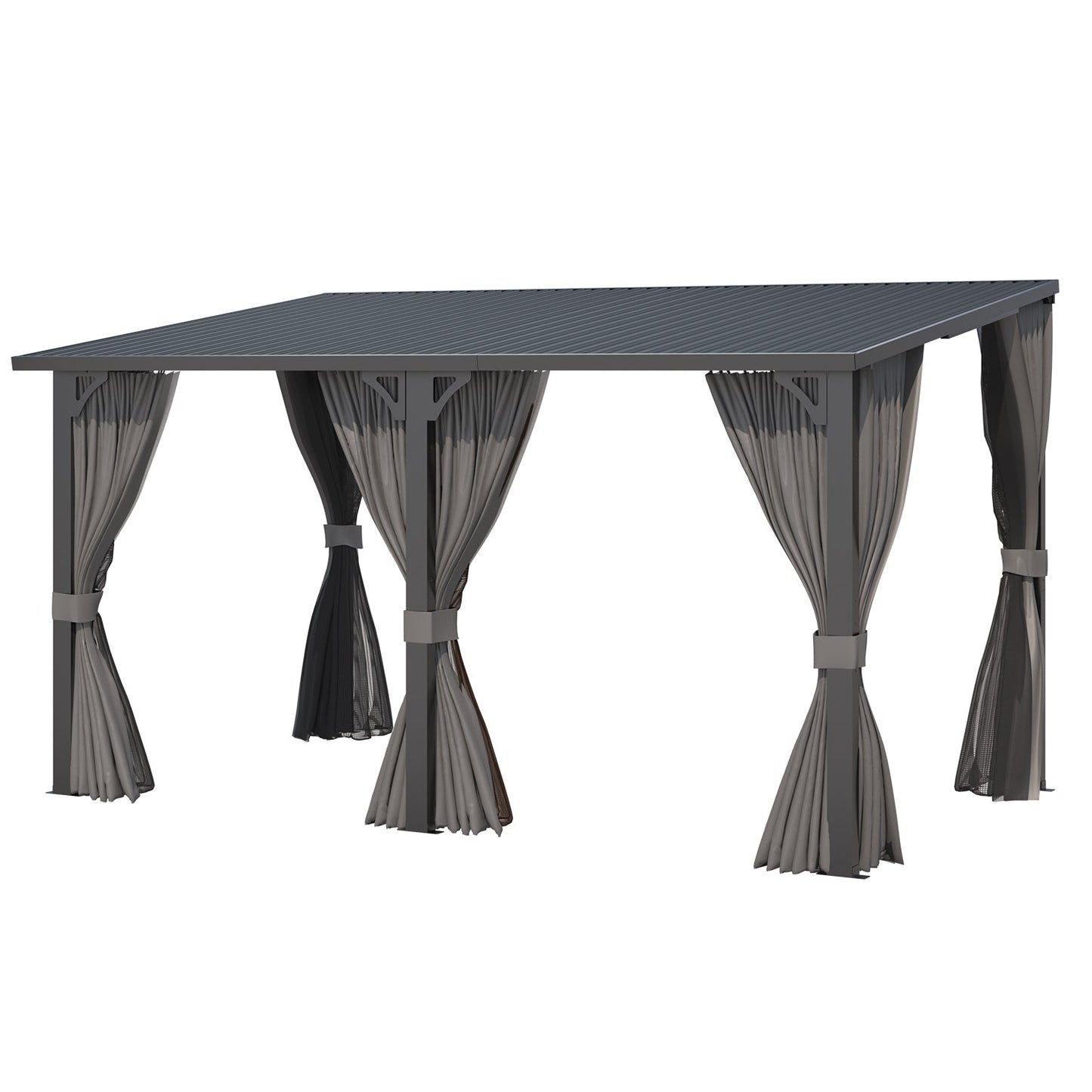 YODOLLA 14' x 8' Outdoor Hardtop Metal Gazebo for Patio Galvanized Steel Pergolas