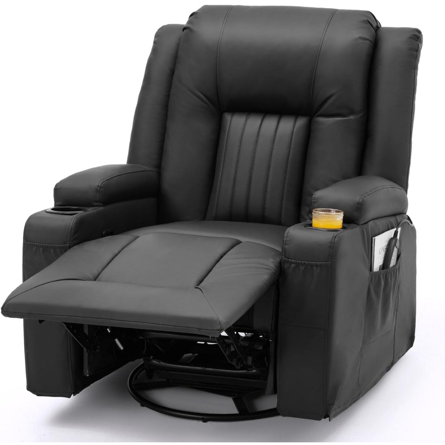 YODOLLA Recliner Chair with Heat&Massage, PU Leather Black