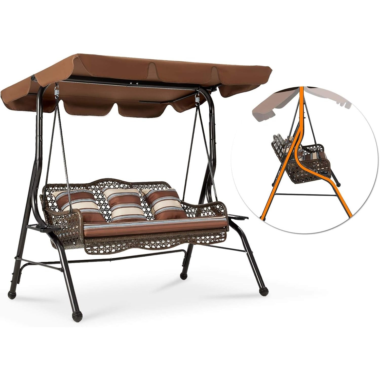 YODOLLA wicker porch swing for relaxation
