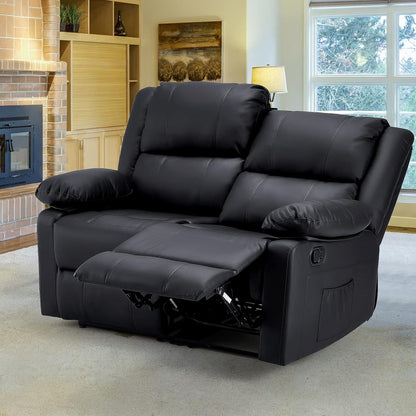 YODOLLA 2 Seat Loveseat Recliner with Heat&Massage Function, Faux Leather