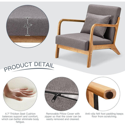 YODOLLA Accent Chair Reading Armchair, Linen Gray