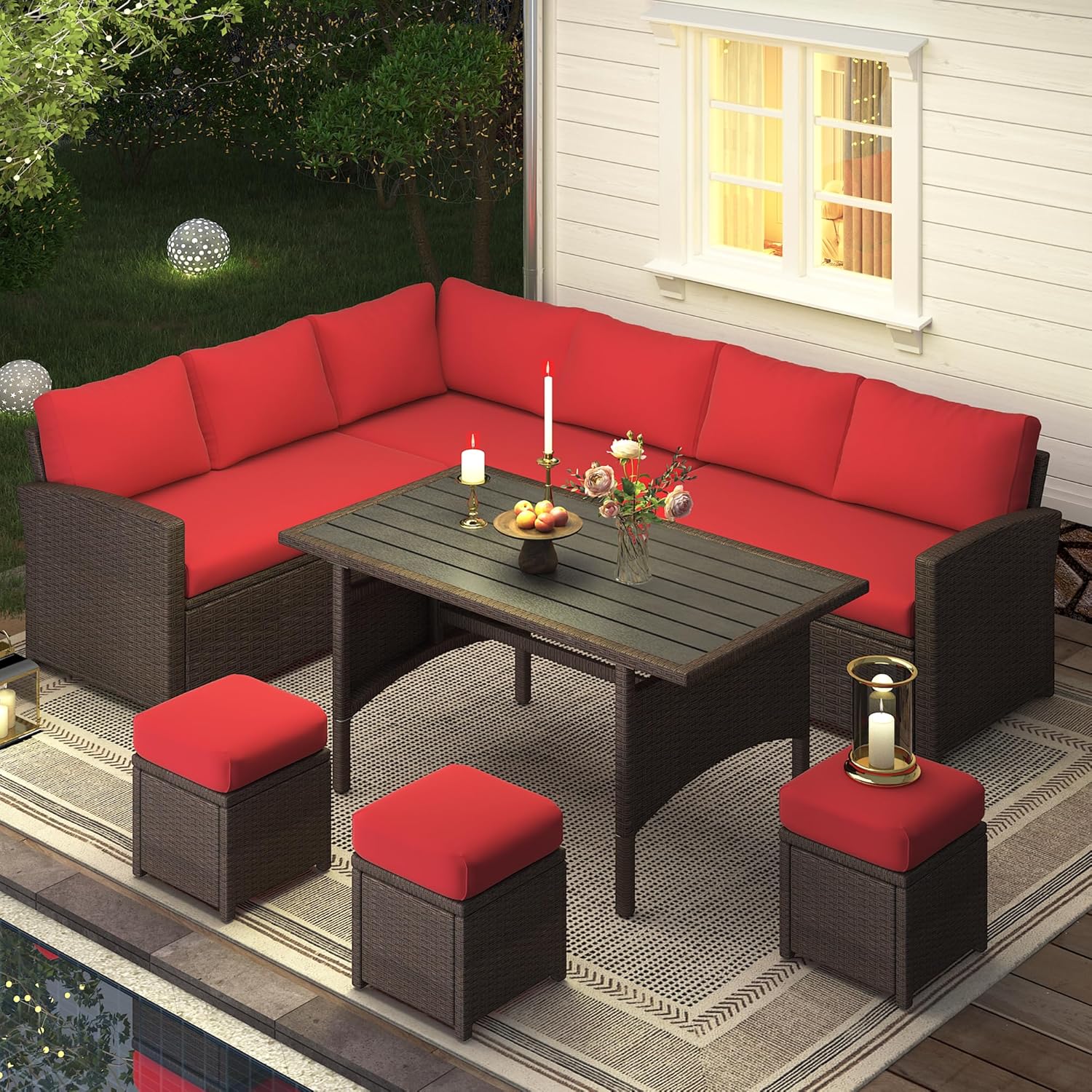 YODOLLA wicker patio furniture set brown