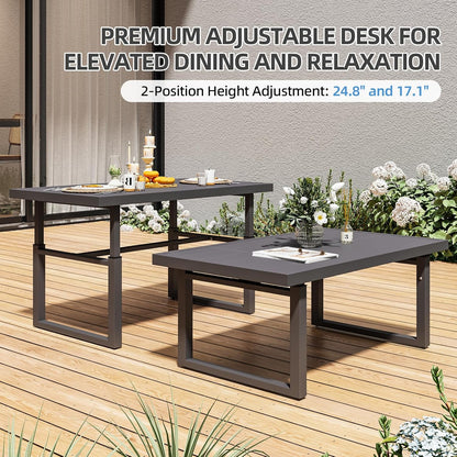 YODOLLA Aluminum Patio Furniture Set Metal Outdoor Furniture, Dark Grey