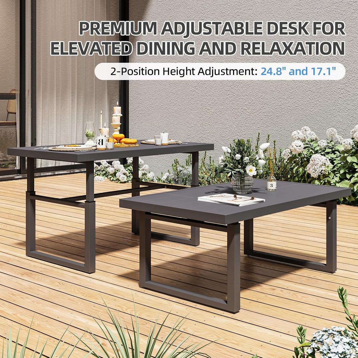 YODOLLA Aluminum Patio Furniture Set Metal Outdoor Furniture, Light Grey