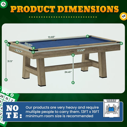YODOLLA 7FT Pool Table Wood-Finished Billiard Tables