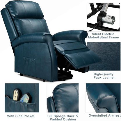 YODOLLA Electric Power Lift Recliner Chair for Elderly, Faux Leather, Blue