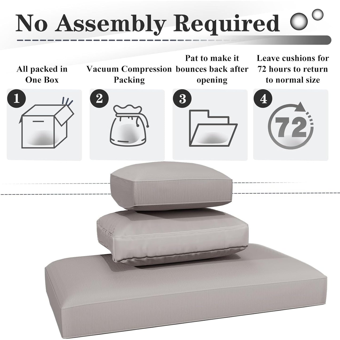YODOLLA Memory Foam Cushions and Covers, Light Gray