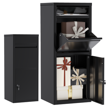 YODOLLA Package Delivery Box for Outside Anti-Theft Parcel Drop Box with Lock, Black