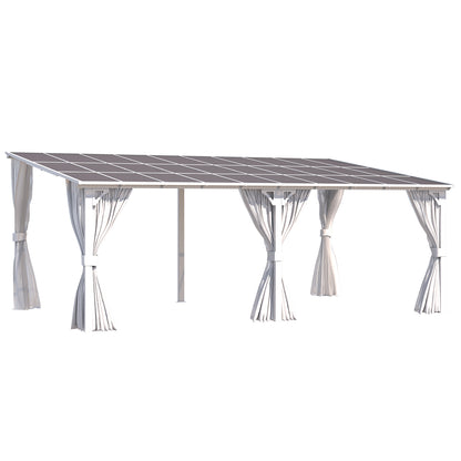 YODOLLA 20'x12' Outdoor Lean to Gazebo Pergola with Curtain and Netting for Patio, White